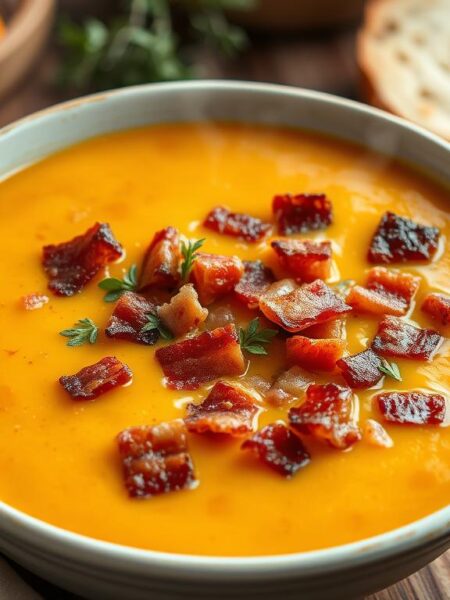 Roasted Butternut Squash and Bacon Soup