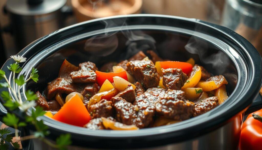Slow Cooker Pepper Steak