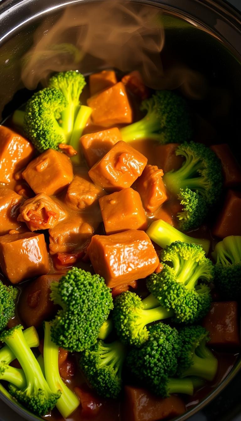 Slow cooker beef and broccoli