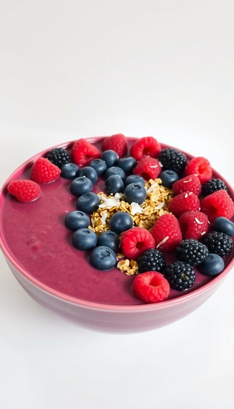 Acai smoothie bowl topped with berries