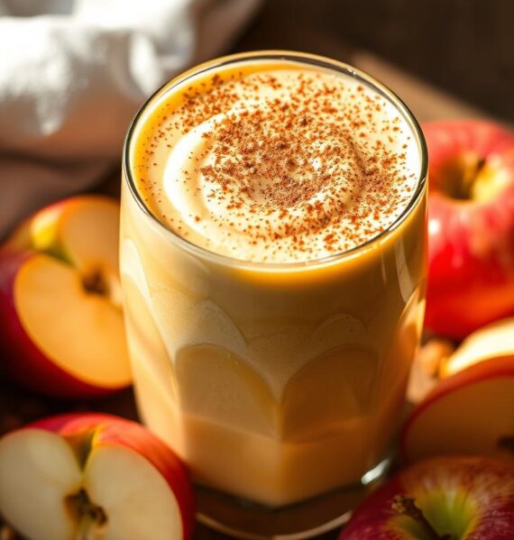 Apple Pie Smoothie with cinnamon and toppings