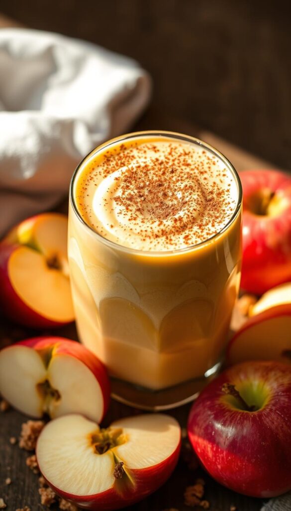 Apple Pie Smoothie with cinnamon and toppings
