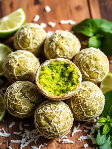 Coconut lime energy bites with tropical ingredients