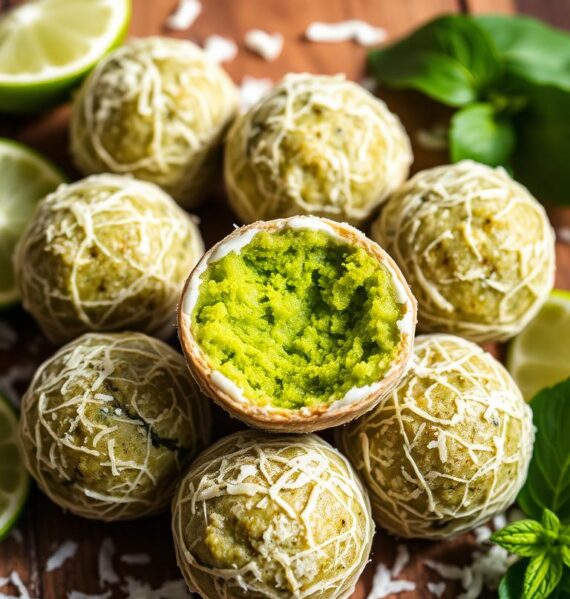 Coconut lime energy bites with tropical ingredients