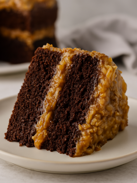 Slice of german chocolate cake