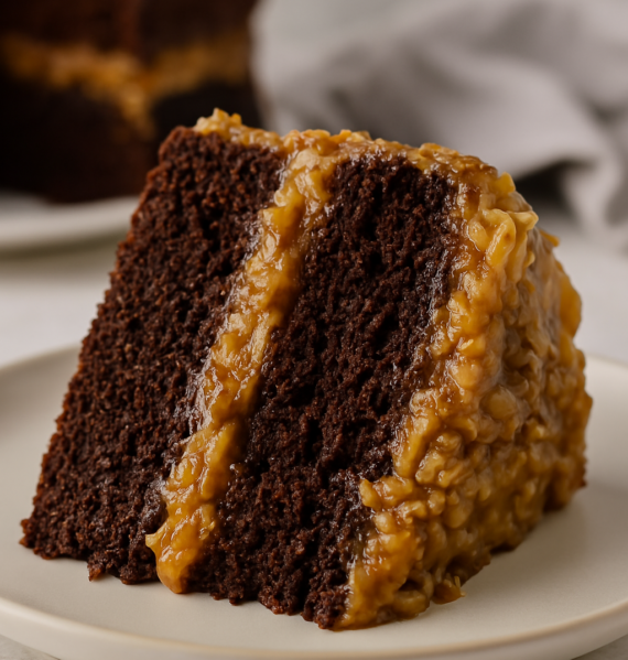 Slice of german chocolate cake