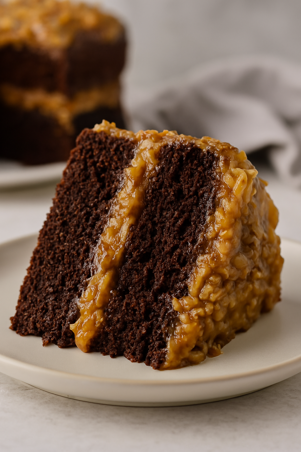 Slice of german chocolate cake