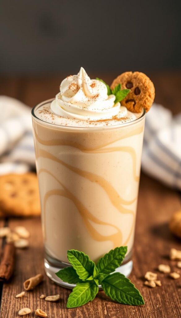 Oatmeal cookie breakfast smoothies in a glass