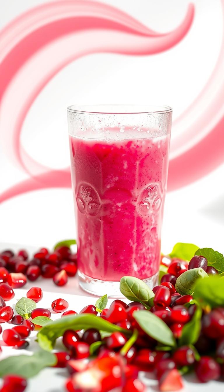 Pomegranate power smoothie with antioxidant-rich ingredients