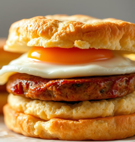 Sausage and Egg Biscuit Sandwich