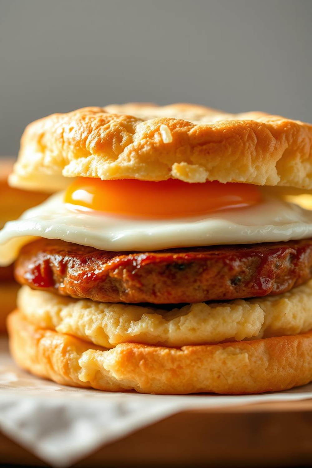 Sausage and Egg Biscuit Sandwich