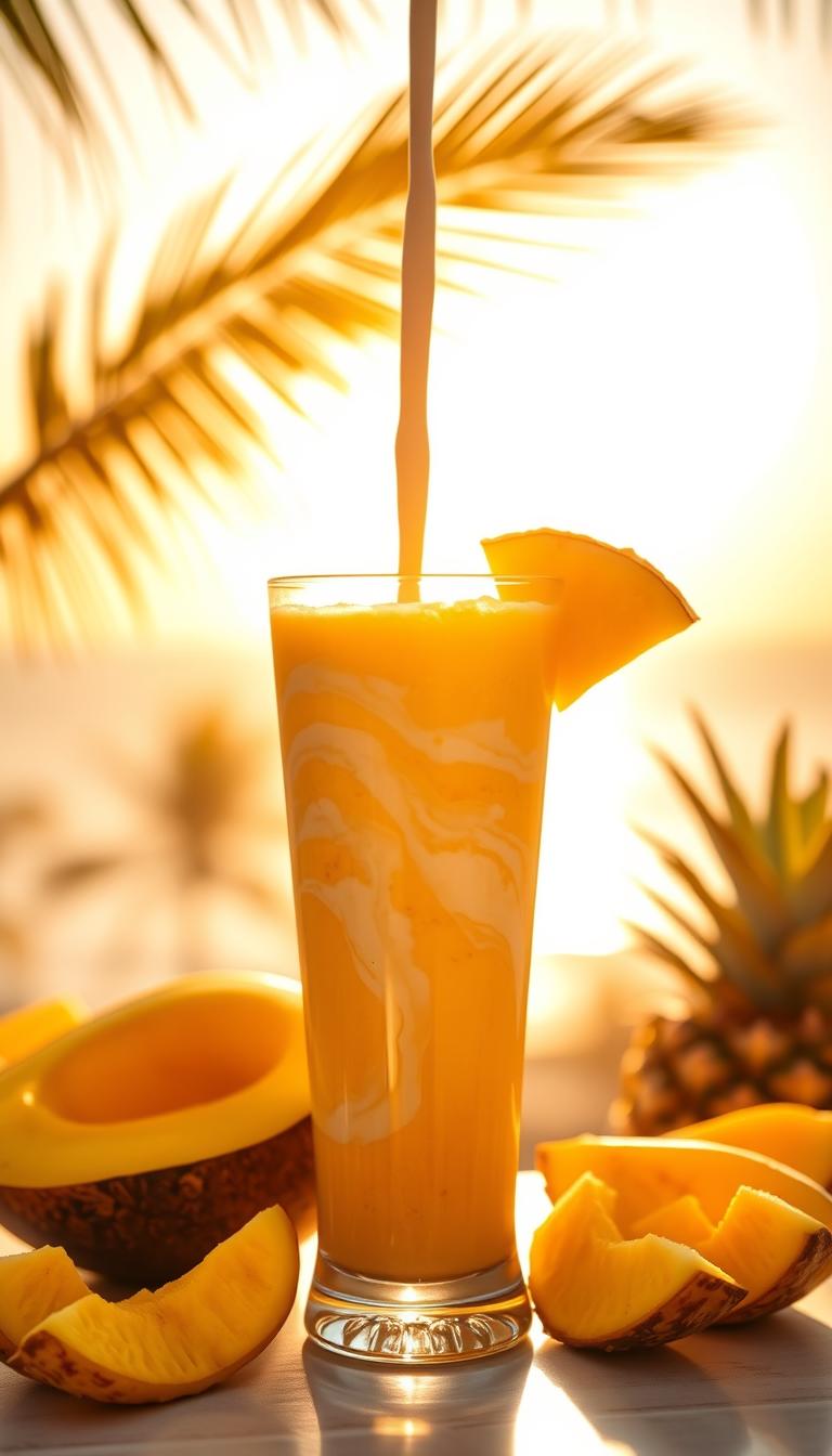 Tropical Sunrise smoothie with mango and pineapple