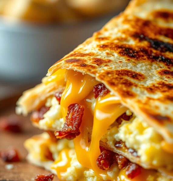 cheesy bacon egg quesadilla