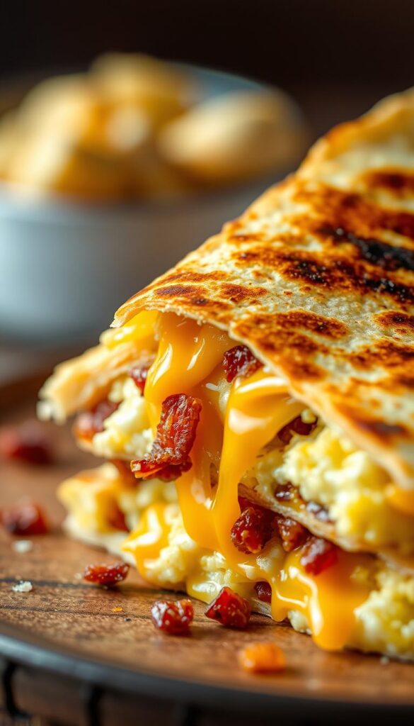 cheesy bacon egg quesadilla