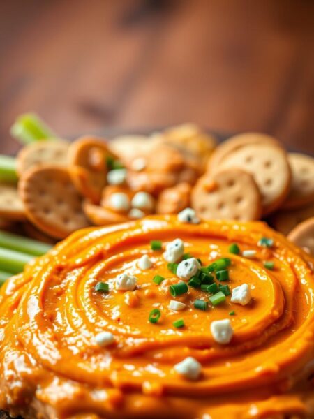 creamy buffalo chicken dip with blue cheese