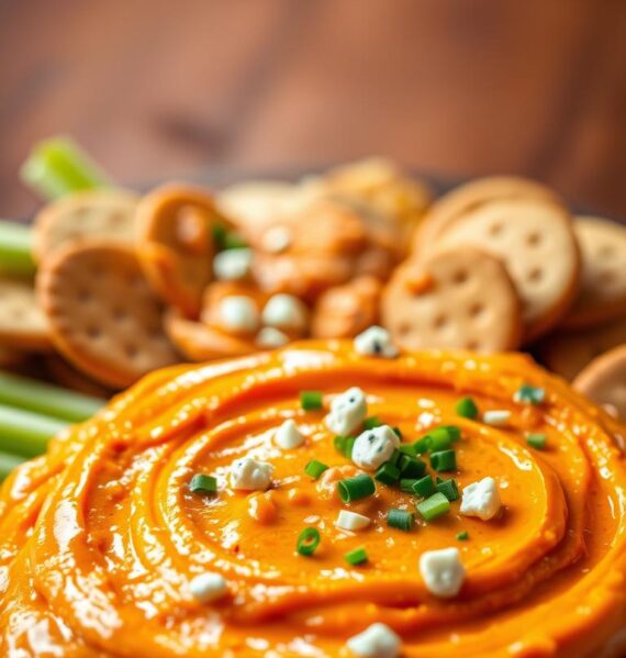 creamy buffalo chicken dip with blue cheese