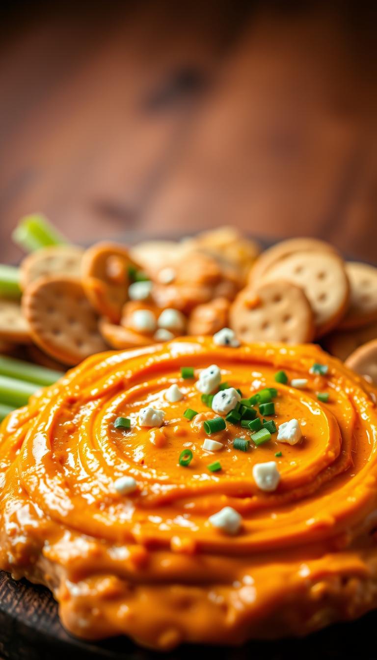 creamy buffalo chicken dip with blue cheese