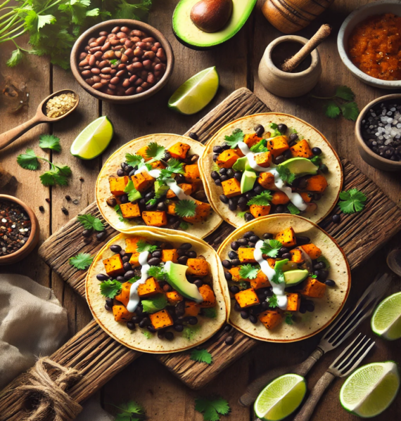 Sweet Potato and black bean tacos