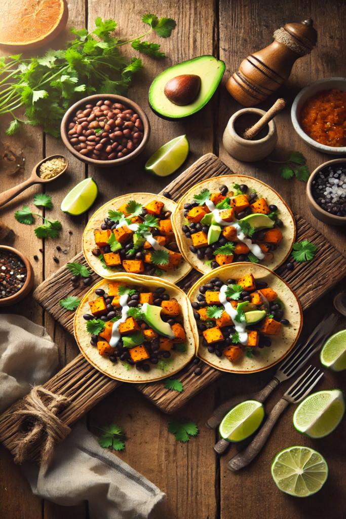 Sweet Potato and black bean tacos