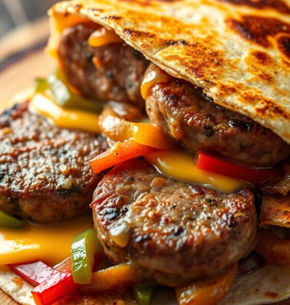spicy sausage and pepper breakfast quesadilla combos