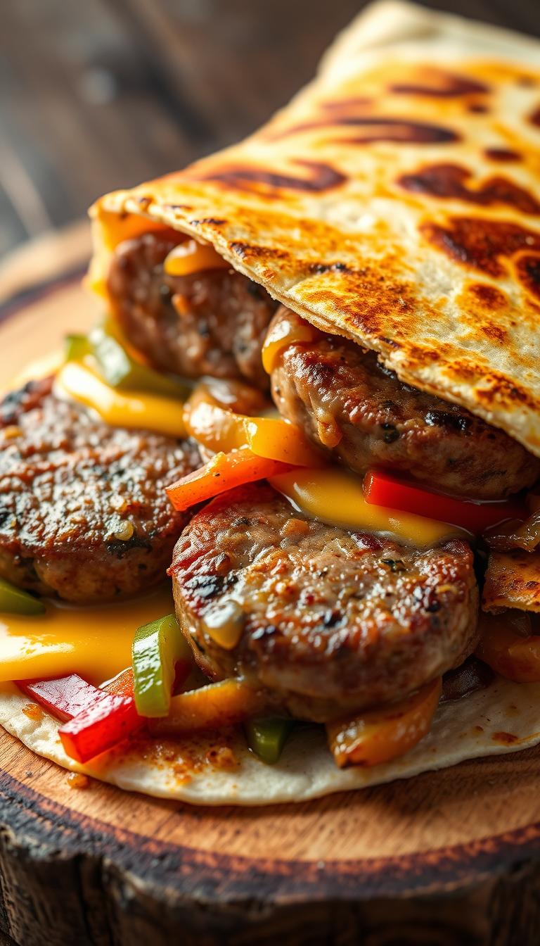 spicy sausage and pepper breakfast quesadilla combos