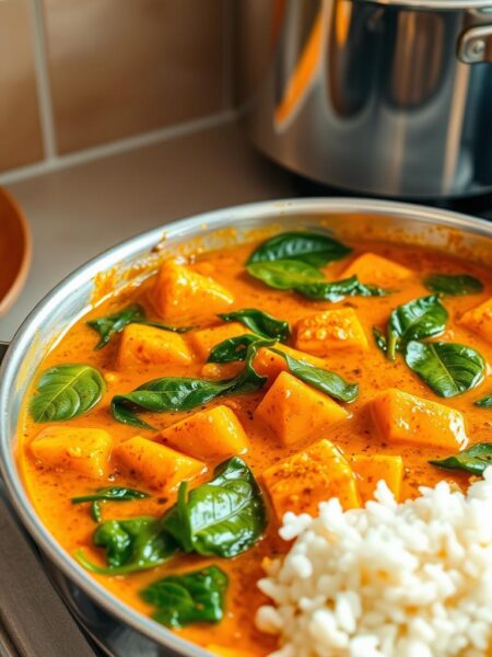 sweet potato and spinach curry