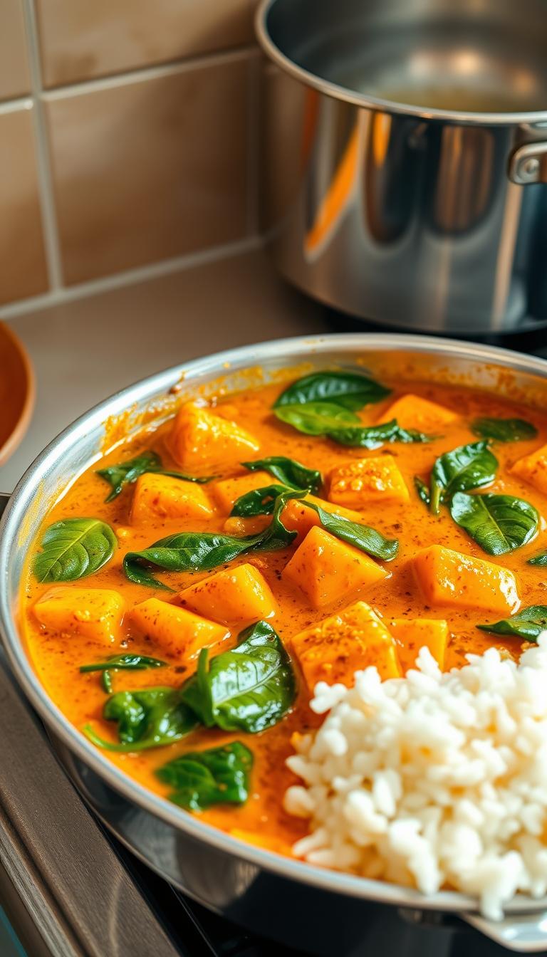 sweet potato and spinach curry