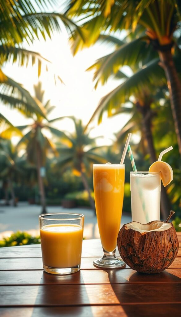 tropical delicious morning drinks