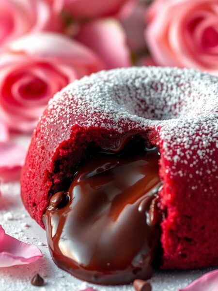 valentine's day red velvet lava cake