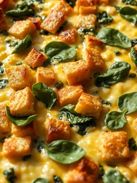 vegetarian brunch options spinach cheese strata