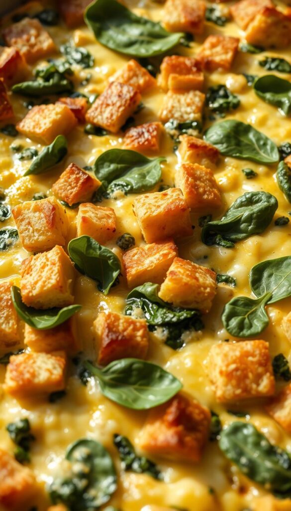 vegetarian brunch options spinach cheese strata
