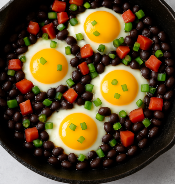 5-Minute Egg and Black Bean Skillet