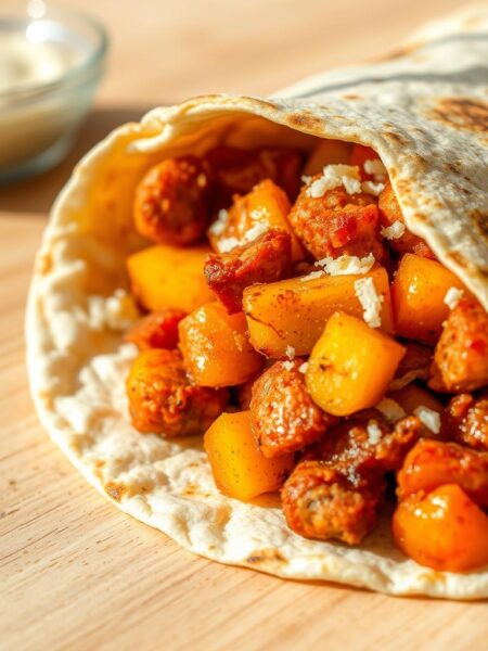 Spicy chorizo breakfast burrito