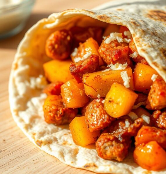 Spicy chorizo breakfast burrito