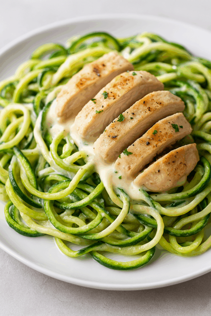 Zucchini Noodle Chicken Alfredo
