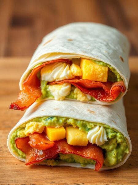 bacon and egg avocado burrito