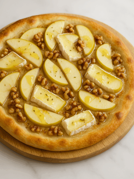 Apple, Brie, and Walnut Dessert Pizza
