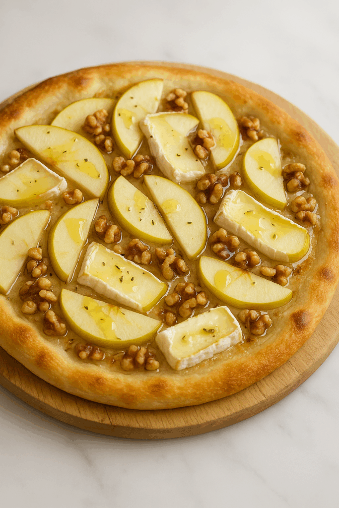 Apple, Brie, and Walnut Dessert Pizza