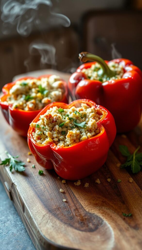 Chicken and Quinoa Stuffed Peppers