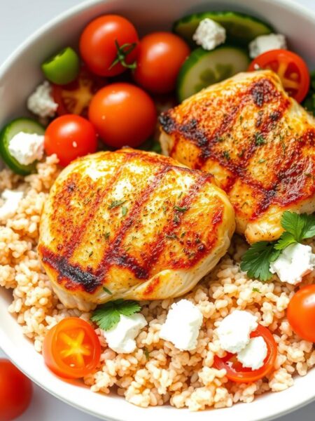 Greek Chicken and Brown Rice Bowls