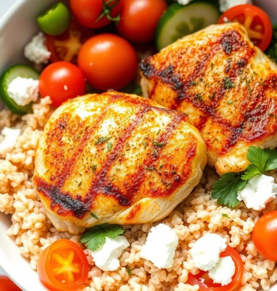 Greek Chicken and Brown Rice Bowls