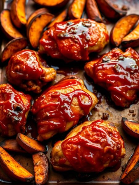 Sheet Pan BBQ Chicken with Sweet Potatoes