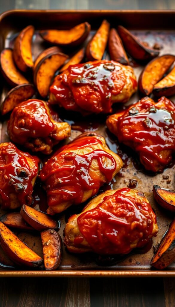 Sheet Pan BBQ Chicken with Sweet Potatoes