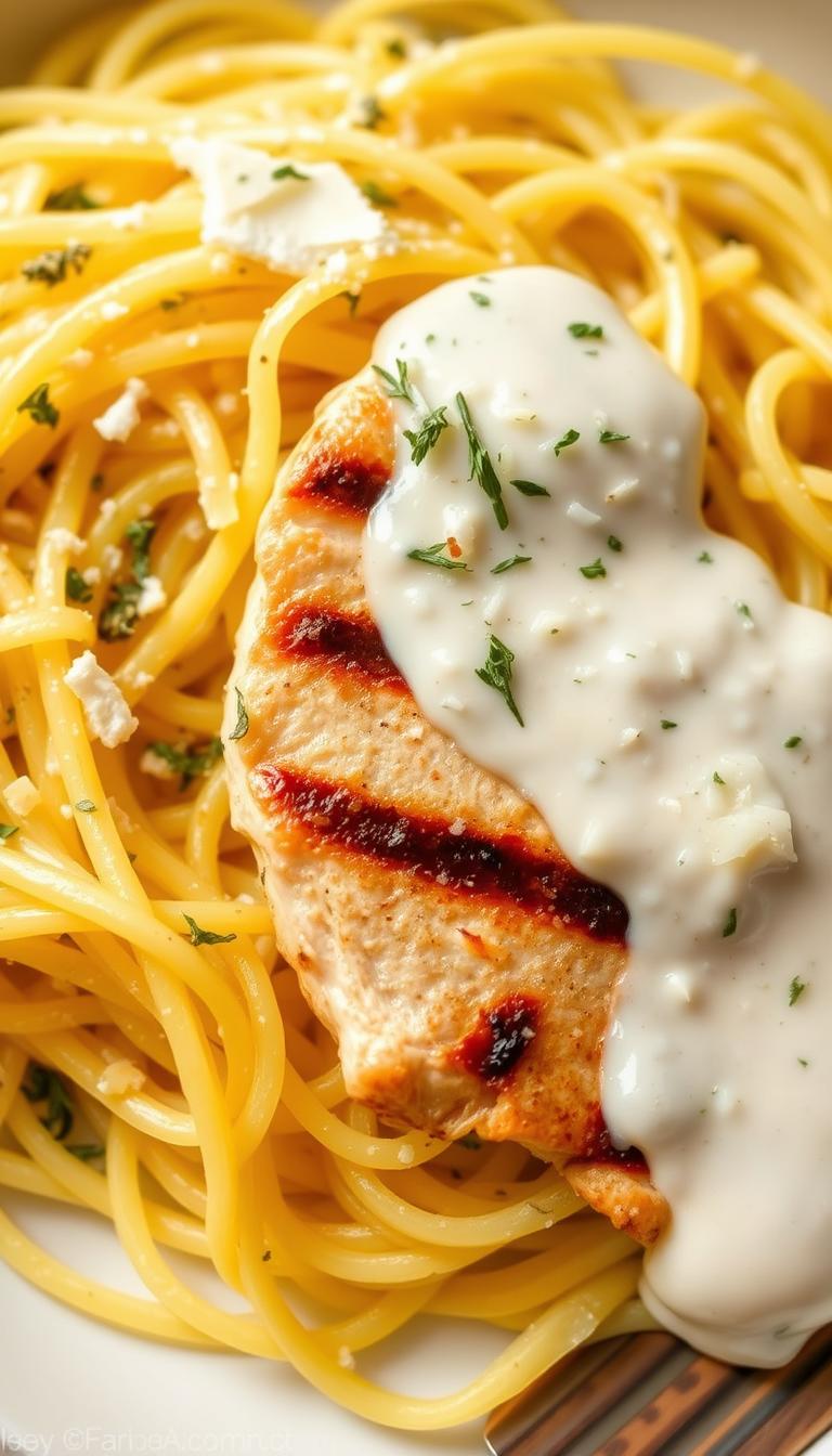 Spaghetti Squash Chicken Alfredo
