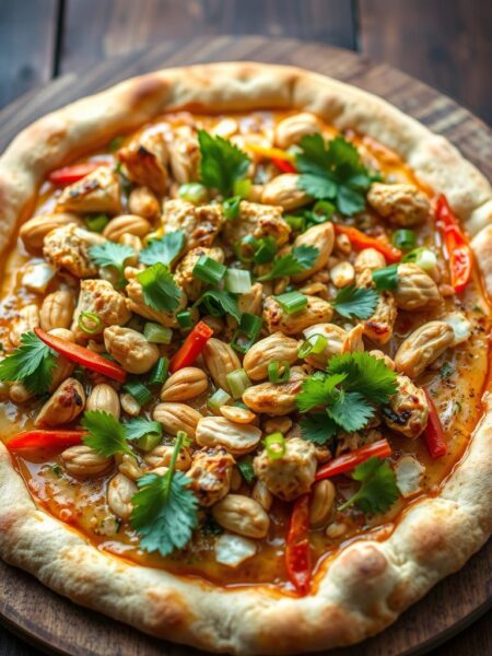 Thai peanut chicken pizza recipe