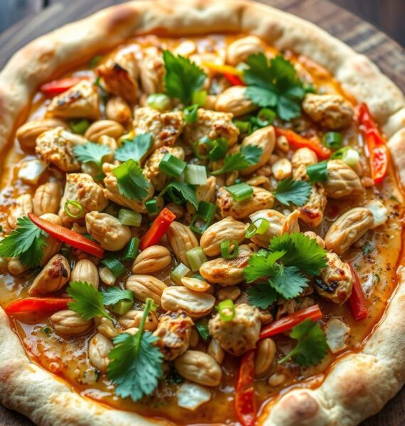 Thai peanut chicken pizza recipe