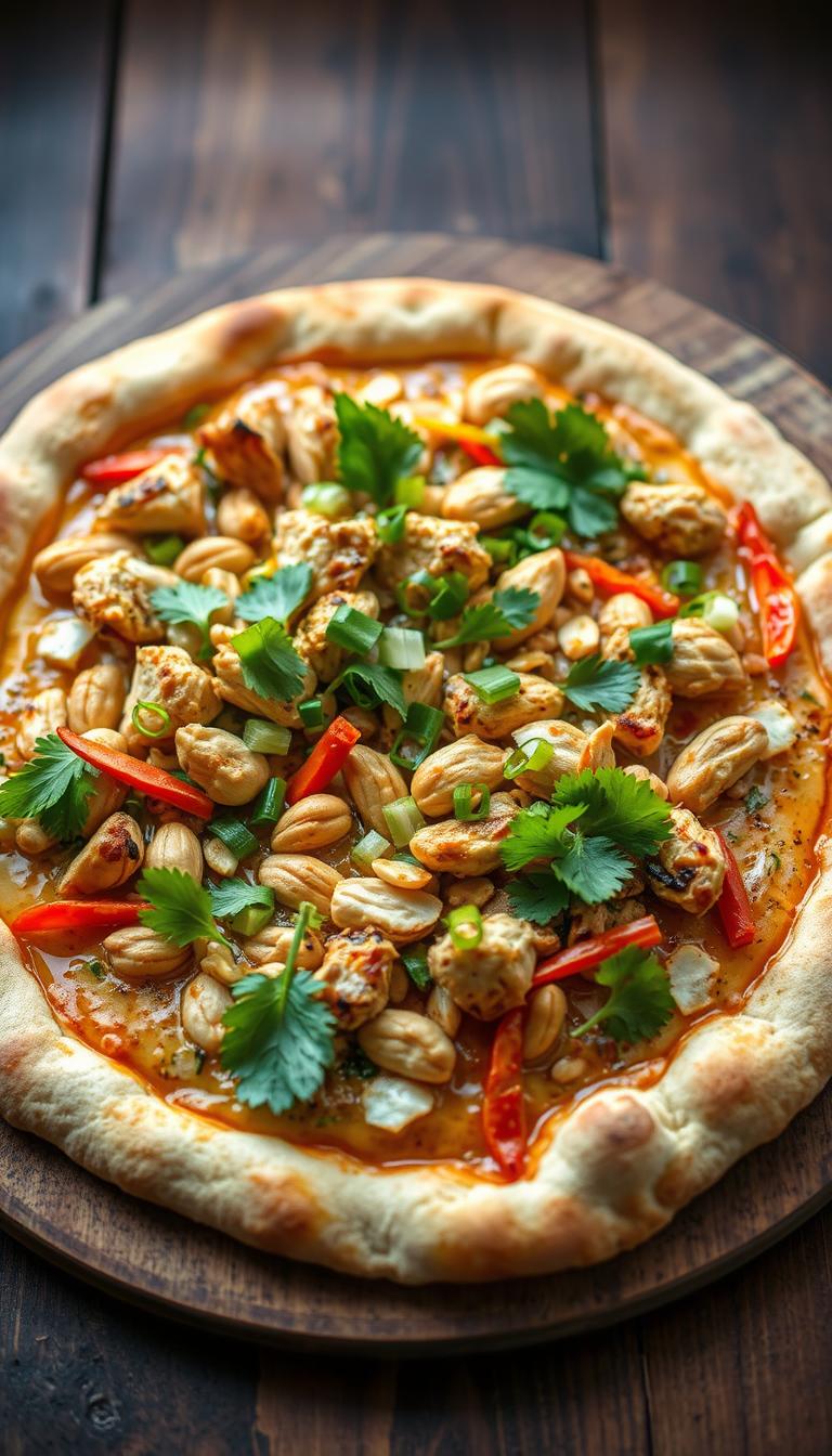 Thai peanut chicken pizza recipe