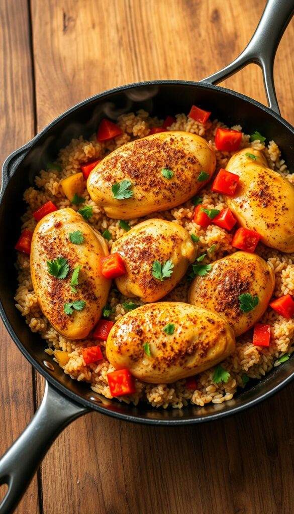 quick chicken and brown rice skillet