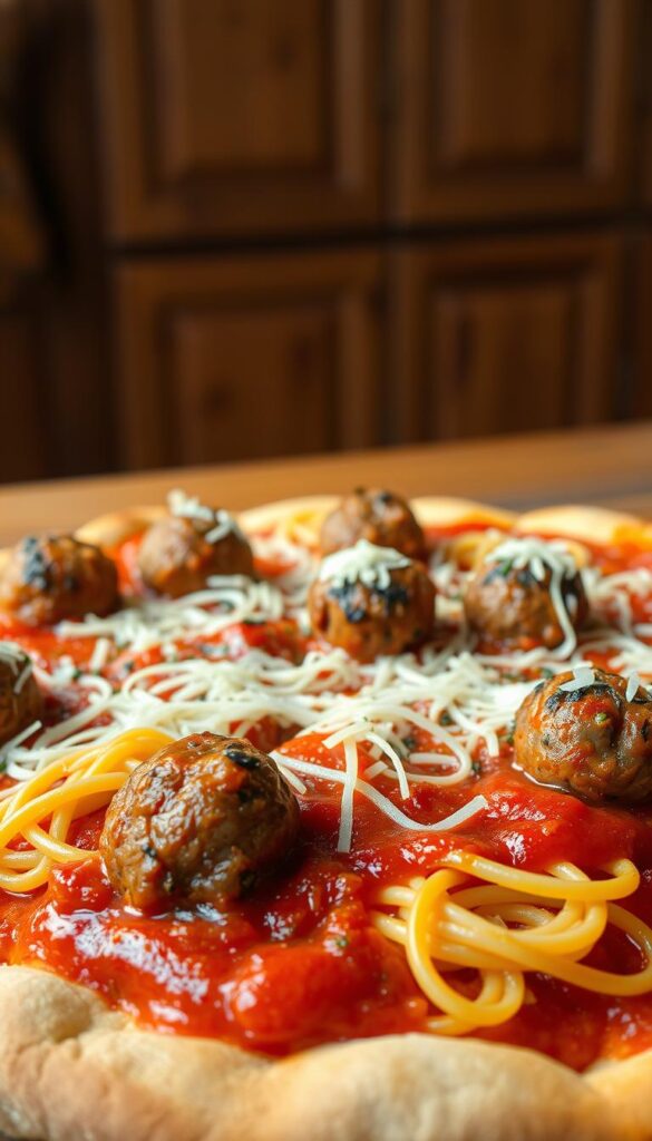 spaghetti and meatball pizza recipe