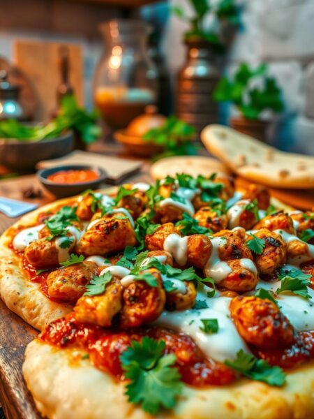 tandoori chicken naan pizza recipe
